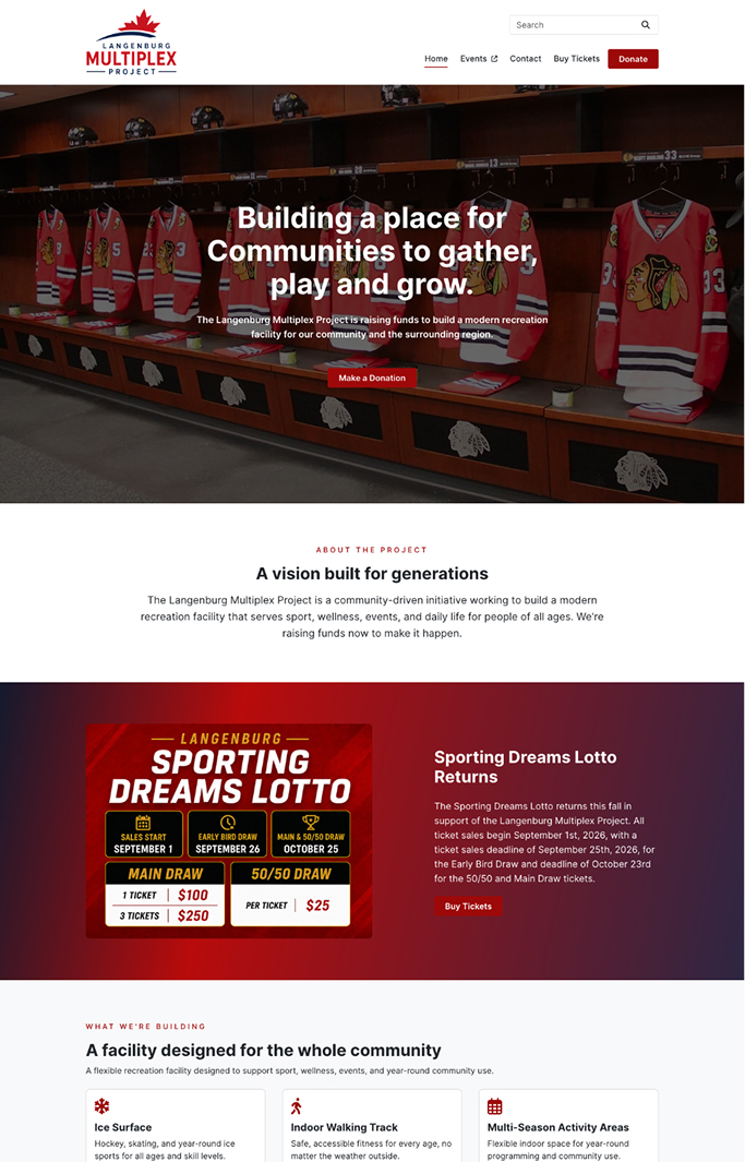 Screenshot of the Langenburg Multiplex website